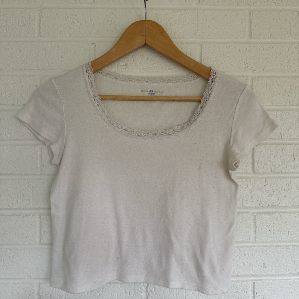 Brandy Melville White Fitted Crop Top